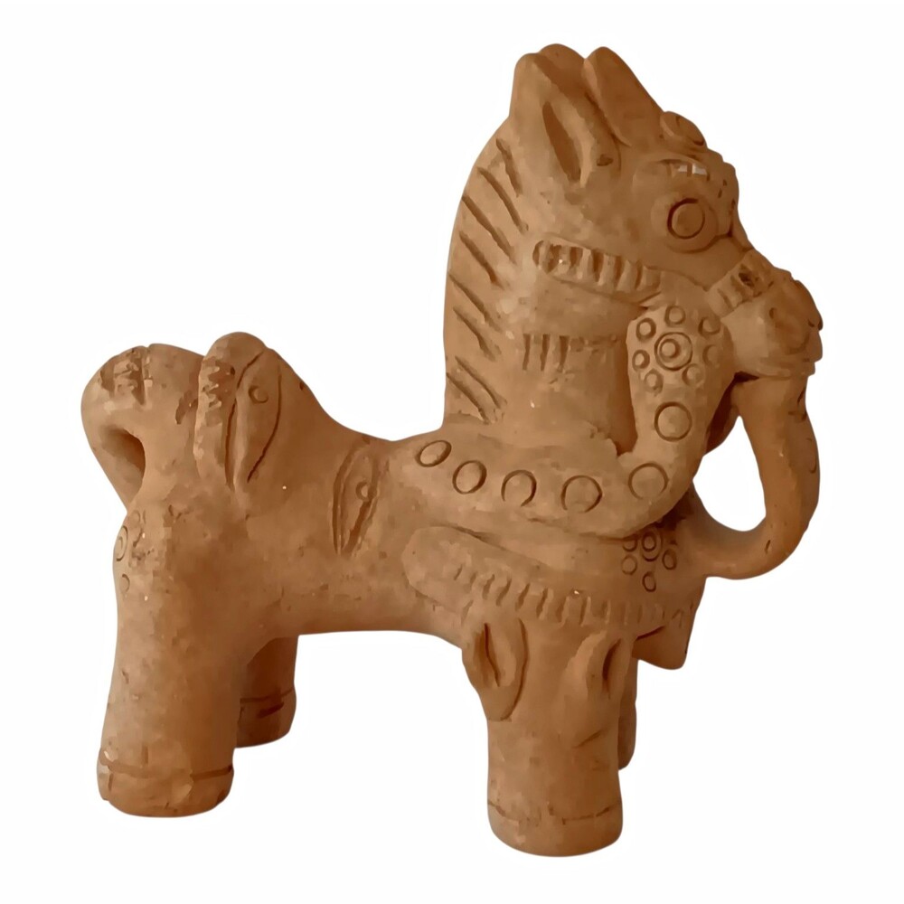 Terracotta Clay Horse Figurine Animal Theme Free-Standing Decorative Figurine 5"